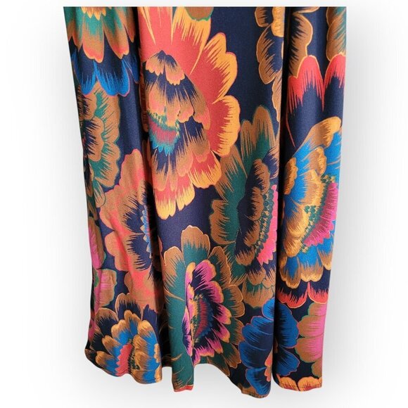 Farm Rio Floral Crepe Midi Dress Smocked Back Square Neck Viscose Size S - Picture 11 of 16